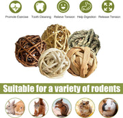 10 Pcs Rabbit Chew Toys, Natural Grass Rabbit Enrichment Balls Small Gerbil Toys for Bunny Chinchillas Gerbils Guinea Pigs Hamsters