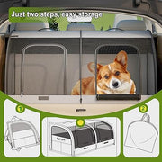 Foldable Pet Car Carrier Bag, Double Car Pet Seat for 2 Cats or Medium Animals, Portable Dog Travel Bag with Breathable Mesh Fabric, Collapsible Dog Car Crate with 4 Side-opening Door, 100X50X50