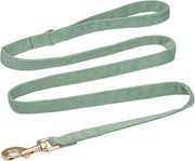 Dog Collar and Lead Set Small,Soft Non-irritant Corduroy Collar Leash Matching Combo for Daily Walking,Sage Green