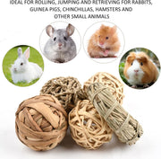 12Pcs Rabbit Toys, Rabbit Treats Chew Toys for Teeth, Bunny Boredom Breakers, Small Pets Chew Balls Grass Balls Natural Toys for Rabbits Chinchilla Bunnies Gerbils and Hamster