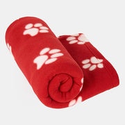OHS Blanket for Dogs, Super Soft Comfy Fleece Throw Blanket Stylish Pet Paw Print Design Sofa Cover Throw Dog Blankets Washable Warm Pet Fleece Blankets, Red - 120 x 150cm