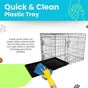 Straame Heavy-Duty Folding Dog Crate for Medium Dogs, 78 × 46 × 53 cm (30″) Black Metal Cage with Front & Side Doors, Chew-Resistant, Removable Easy-Clean Plastic Tray & Carry Handle