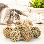 Episkey 6 Pcs Rabbit Chew Toys Natural Grass Ball Rabbit Boredom Breakers Small Pet Accessories Hamster Ball Hamster Toys for Guinea Pig Gerbil Chinchilla (Small)