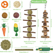 21-Pack Rabbit Toys Set, Natural Rabbit Chew Toys Boredom Breakers for Bunny, Hamster, Guinea Pig and Chinchilla, Apple Wood Timothy Hay Sticks Treating for Rabbit and Small Animals Teething