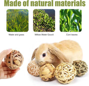 10 Pcs Rabbit Chew Toys, Natural Grass Rabbit Enrichment Balls Small Gerbil Toys for Bunny Chinchillas Gerbils Guinea Pigs Hamsters