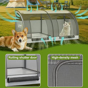 Foldable Pet Car Carrier Bag, Double Car Pet Seat for 2 Cats or Medium Animals, Portable Dog Travel Bag with Breathable Mesh Fabric, Collapsible Dog Car Crate with 4 Side-opening Door, 100X50X50