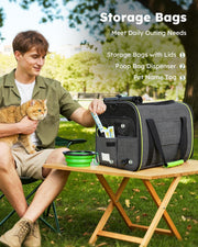 pecute® Cat Carrier Large with Removable Pet Nest up to 8kg, Foldable Cat Carrier Bag, Portable Dog Travel Bag, Breathable Mesh Fabric, Suitable for Car Travel, Bus, Subway,Picnic, Hiking Dark Grey