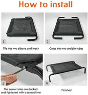 Metal Frame Dog Cot Elevated Pet Bed, Raised Dog Bed with Breathable Mesh & No-Slip Rubber Feet, Lightweight & Portable Raised Outdoor Pet Bed for Indoor Camping Beach Travel Use, 106x62x15CM