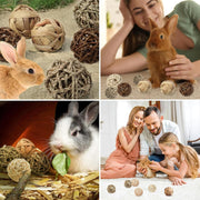 10 Pcs Rabbit Chew Toys, Natural Grass Rabbit Enrichment Balls Small Gerbil Toys for Bunny Chinchillas Gerbils Guinea Pigs Hamsters