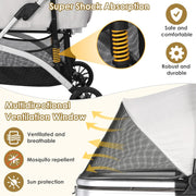 Dog Stroller, Foldable Pet Stroller, 3 in 1 Dog Cat Pushchair with Storage Basket Net Window Cup Holder, 360 ° Wear-Resistant Rubber Wheels Dog Travel Carrier, for Small Dogs & Cats (Silver Grey)