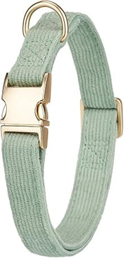 Dog Collar and Lead Set Small,Soft Non-irritant Corduroy Collar Leash Matching Combo for Daily Walking,Sage Green