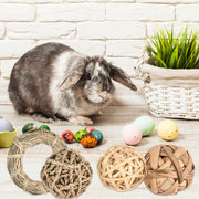 12Pcs Rabbit Toys, Rabbit Treats Chew Toys for Teeth, Bunny Boredom Breakers, Small Pets Chew Balls Grass Balls Natural Toys for Rabbits Chinchilla Bunnies Gerbils and Hamster