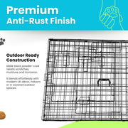 Straame Heavy-Duty Folding Dog Crate for Medium Dogs, 78 × 46 × 53 cm (30″) Black Metal Cage with Front & Side Doors, Chew-Resistant, Removable Easy-Clean Plastic Tray & Carry Handle