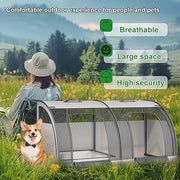 Foldable Pet Car Carrier Bag, Double Car Pet Seat for 2 Cats or Medium Animals, Portable Dog Travel Bag with Breathable Mesh Fabric, Collapsible Dog Car Crate with 4 Side-opening Door, 100X50X50