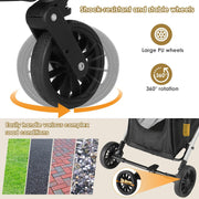 Dog Stroller, Foldable Pet Stroller, 3 in 1 Dog Cat Pushchair with Storage Basket Net Window Cup Holder, 360 ° Wear-Resistant Rubber Wheels Dog Travel Carrier, for Small Dogs & Cats (Silver Grey)