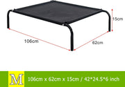 Metal Frame Dog Cot Elevated Pet Bed, Raised Dog Bed with Breathable Mesh & No-Slip Rubber Feet, Lightweight & Portable Raised Outdoor Pet Bed for Indoor Camping Beach Travel Use, 106x62x15CM