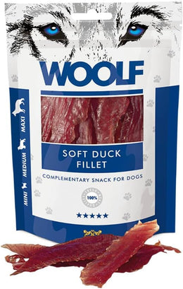WOOLF Soft Duck Fillet Dog Treats - Complementary Snacks for Dogs. All-Natural Ingredients, High Meat Content, Nutritional, Free from Artificial Additives. Suitable for Dogs (100g)