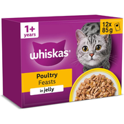 WHISKAS 1+ Cat Pouches Poultry Feasts in Jelly 12 x 85 g