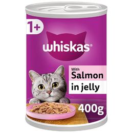 Whiskas 1+ Salmon in Jelly Pack of 12 x 400 g Cans, Adult Cat Wet Food