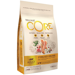 Wellness CORE Sterilised Original 4 kg, Chicken & Turkey – Dry Cat Food for Sterlised/Indoor Cats, Grain-Free, Natural, Hypoallergenic, Protein-Rich, Supports Healthy Weight Management