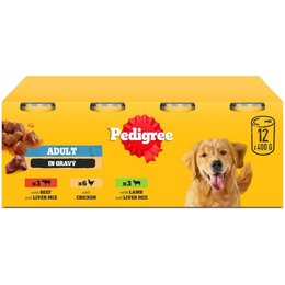 Pedigree Adult Dog Wet Food Can, Mixed Selection Gravy, 12x400g