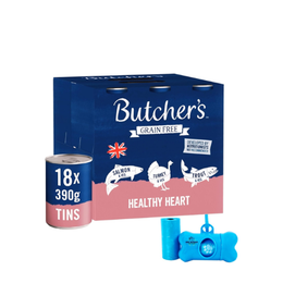 Butcher's Complete Wet Can Grain Free Hypoallergenic Adult Dog Food Healthy Heart Pack 18x390g - Salmon, Turkey & Trout