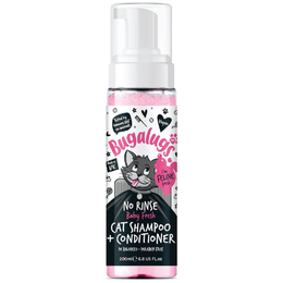 Bugalugs No Rinse Cat Shampoo & Conditioner with Baby Fresh Fragrance. Brush through, for cats and kittens. Foam action grooming dry shampoo kitten (200ml No Rinse Shampoo)
