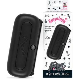 Bugalugs Deshedding Brush for Dogs, Cats, Horses - Pet Grooming Tool that is Gentle & Effective With Wide Shallow Comb, Smooth Groomer for Dog, Cat and Horse (Black)c