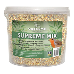 Copdock Mill Wild Bird Seed Supreme Mix 5L Tub – All Year-Round Bird Food – 100% Natural Ingredients Including Peanuts for Wild Birds – Suitable for All Wild Bird Species