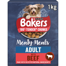 BAKERS Meaty Meals Adult Dry Dog Food Beef 1kg (Pack of 5)