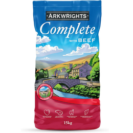 Arkwrights Complete with Beef Dry Dog Food 15kg - Complete Nutrition for Working and Sporting Adult Dogs - Healthy, Nutritious Dry Dog Biscuits