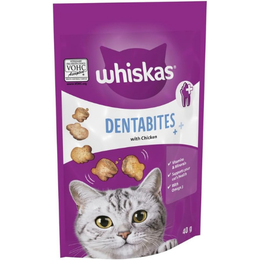 Whiskas Dentabites Cat Treats with Tasty Chicken - Oral Health Support for Cats 40 g (Pack of 6)