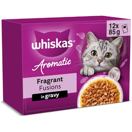 WHISKAS AROMATIC Adult Wet Cat Food in Gravy 12x85g Fragrant Fusions (Pack of 4)