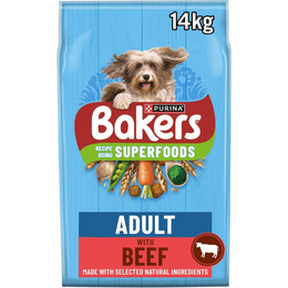 BAKERS Superfoods Adult Dry Dog Food Beef with Vegetables 14kg Pack
