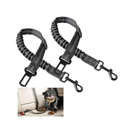2x Black Dog Seat Belts for Cars, Dog Car Seat Belts, Adjustable Seatbelt Harness Strap for Dogs, Comfortable Pet Travel Gear, Dogs Car Harness SeatBelt with Elastic Nylon Bungee Buffer(2 pack)