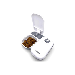 Cat Mate C200 Automatic 2 Meal Timer-Controlled Pet Feeder (401) - For Cats and Small Dogs, Includes Ice Pack for Wet and Dry Food, Meals up to 400 g Each, White