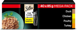 Sheba Fine Flakes in Jelly – Fish Collection – Wet cat food pouches for adult cats – 40x85g pack