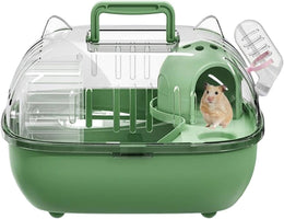 Hamster Carrier Cage Small Animal Carrier Carry Cage with Water Bottle Portable Mice Travel Case for Hamsters and Other Rodents, Durable, Comfortable Handle, Secure Closure, 27.5x22